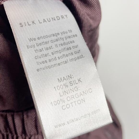 Silk Laundry Slouch Pull On Pants Brown Silk Elastic Waist Pleated‎ Ankle Sz XS - Picture 13 of 13